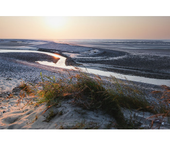 Coucher de soleil de la plage du Hourdel au crépuscule