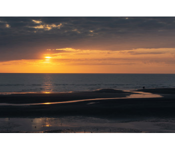 Photo au coucher du soleil à cayeux sur mer en baie de somme
